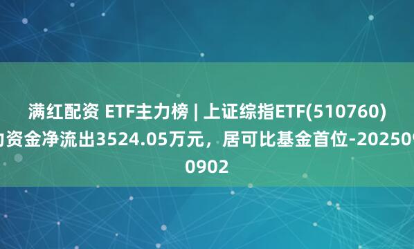 满红配资 ETF主力榜 | 上证综指ETF(510760)主力资金净流出3524.05万元，居可比基金首位-20250902